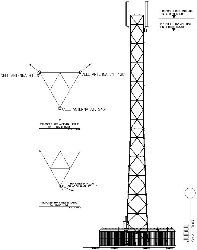 Proposed antenna layout Autocad file ,cad drawing , dwg format