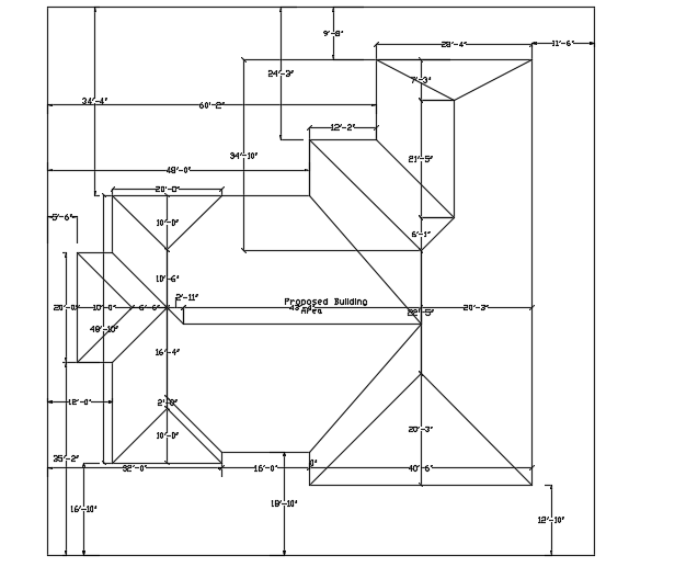 Proposed building area of the 80’x75’ residential house plan