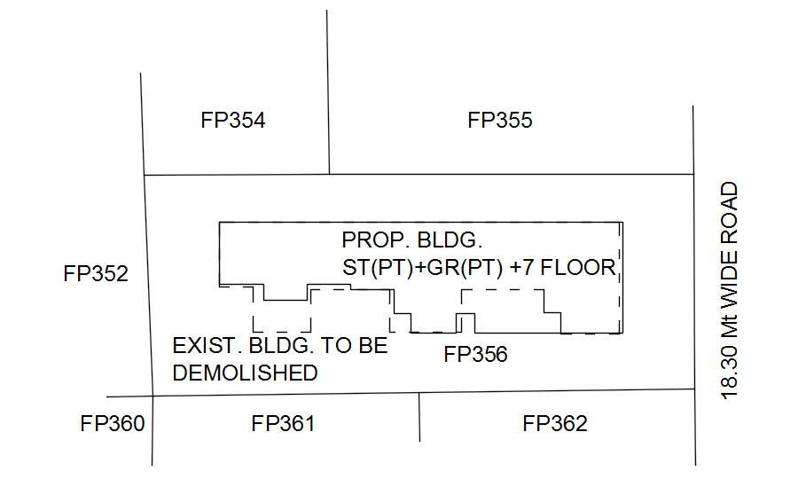 Proposed building marking in detail AutoCAD drawing, dwg file, CAD file