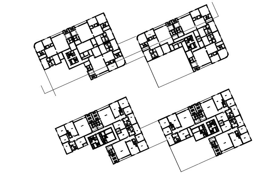 Proposed floor plans of apartment in AutoCAD 2D drawing, CAD file, dwg file