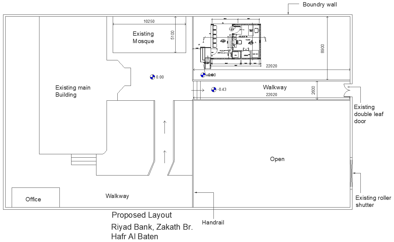Proposed layout for riyadh bank plan details dwg autocad drawing .