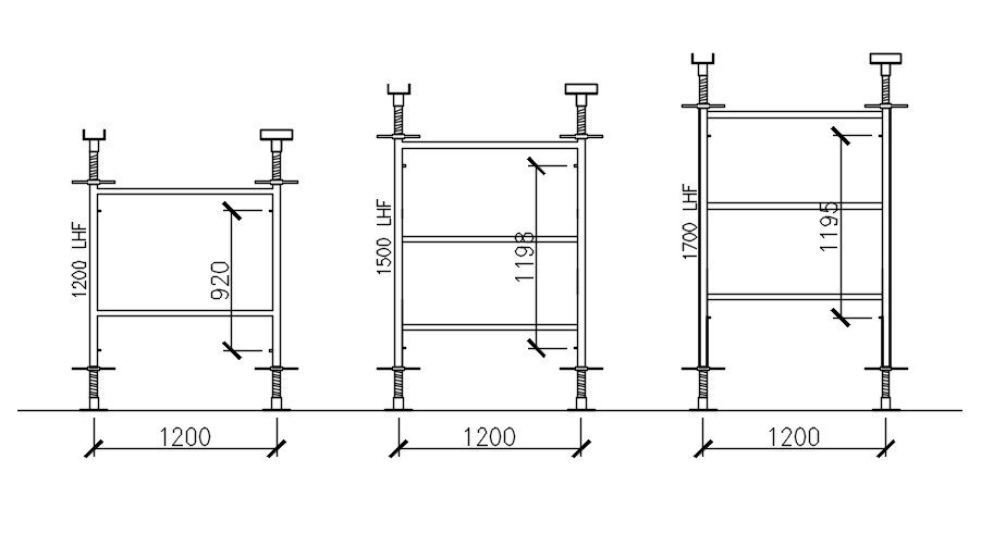 Detailed Propping Scaffolding Design Layout in AutoCAD DWG File