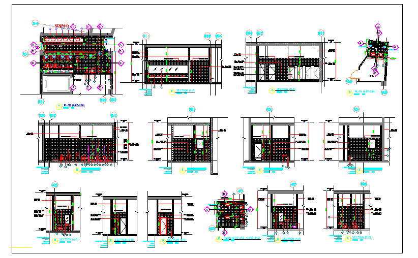 Public Toilet Design and Elevation Plan dwg file