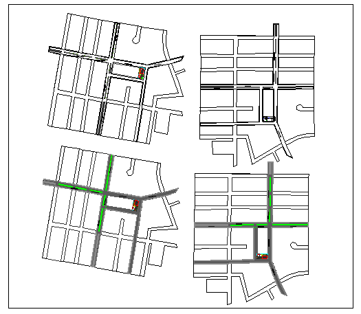 Public garden landscaping and structure details dwg file