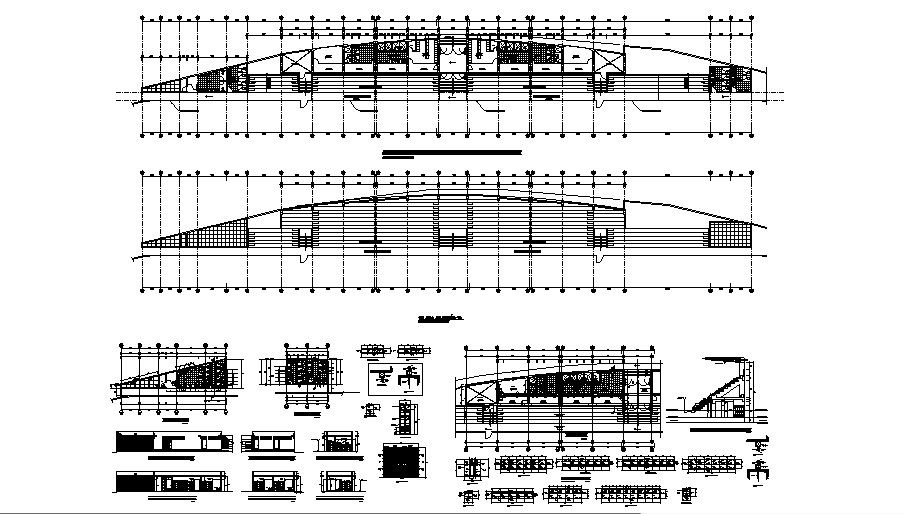 Public sanitary services elevation, section, plan, construction and installation details dwg file