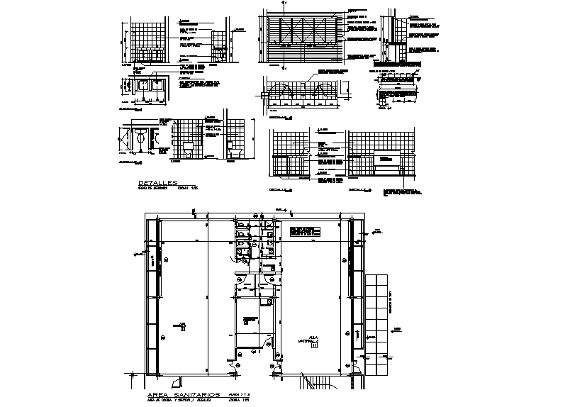 Public toilet plan and elevation detail dwg file