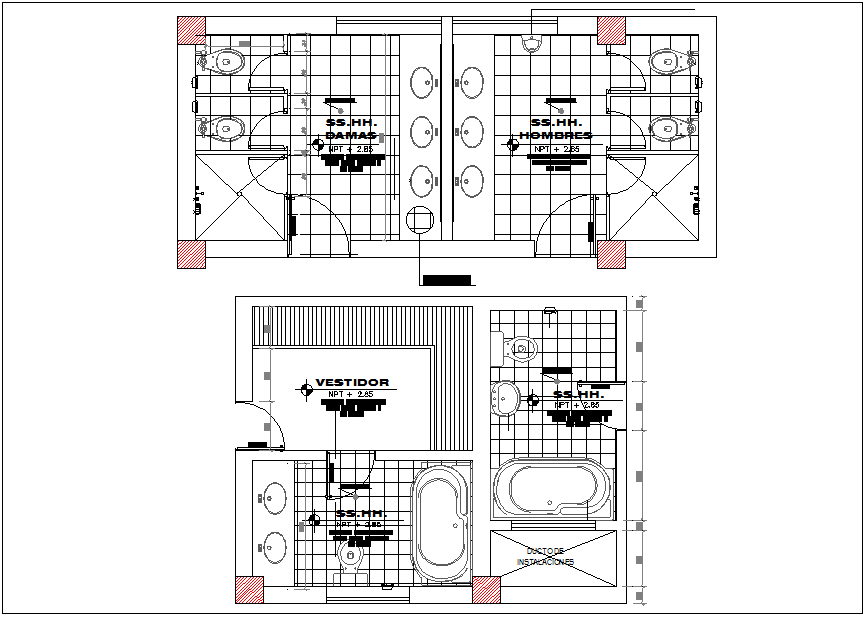 Public toilet washroom plan view detail information, sanitary view dwg file