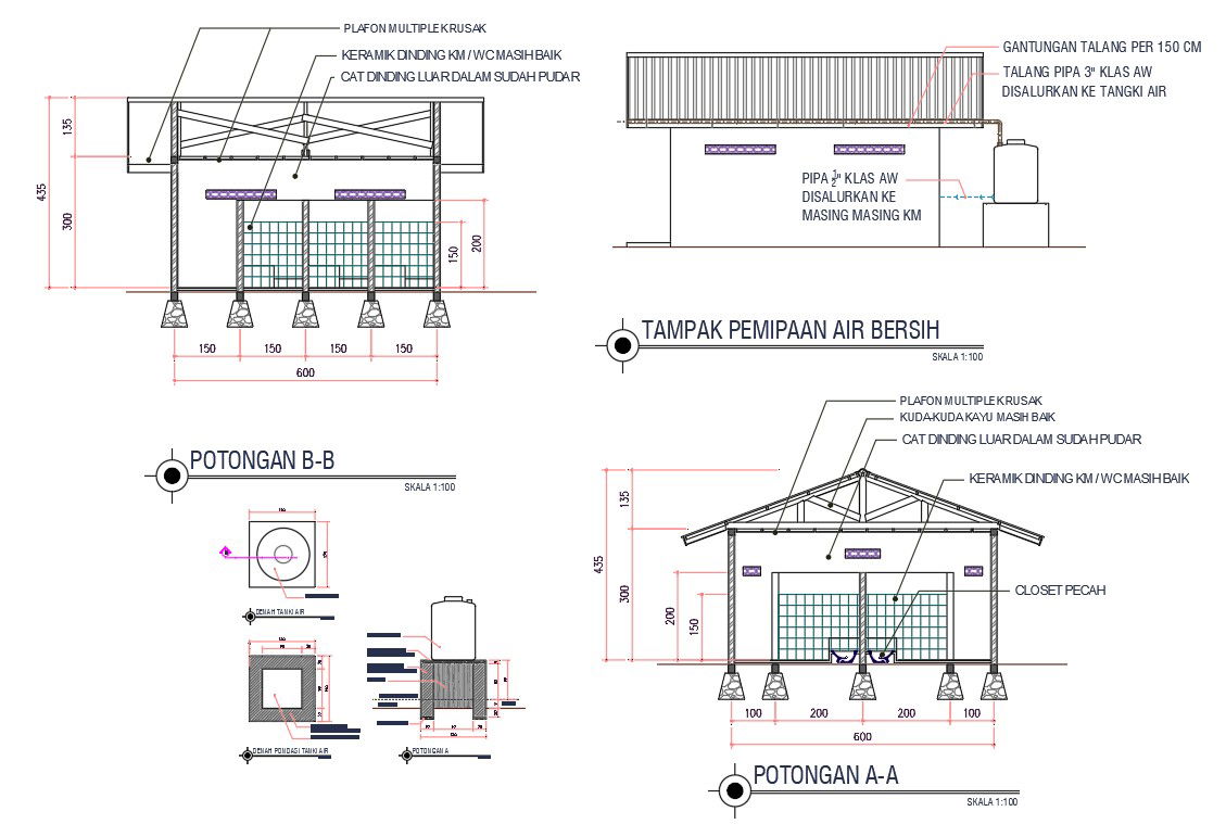 Public Toilet Building Design AutoCAD File