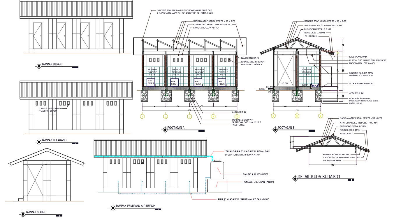 Public Toilet Building Design DWG File