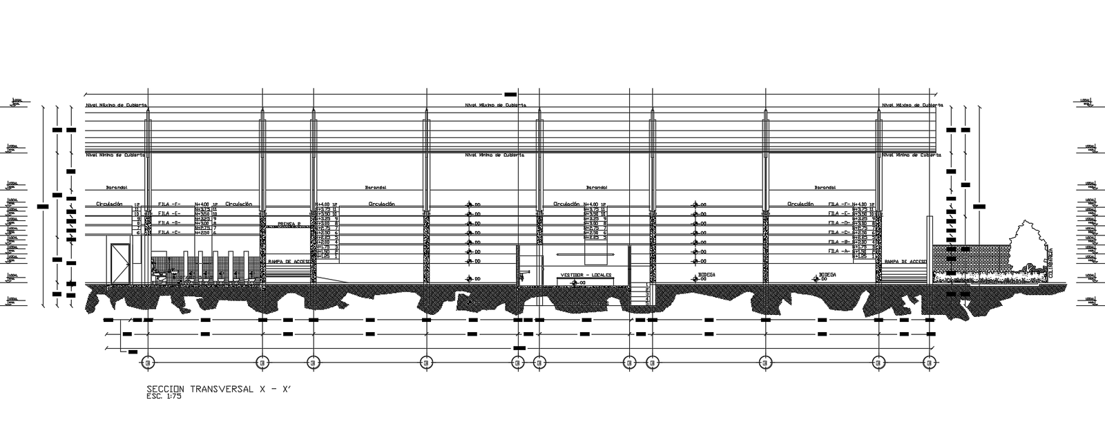 Public Toilet Building Section Drawing With Centre Detail DWG File