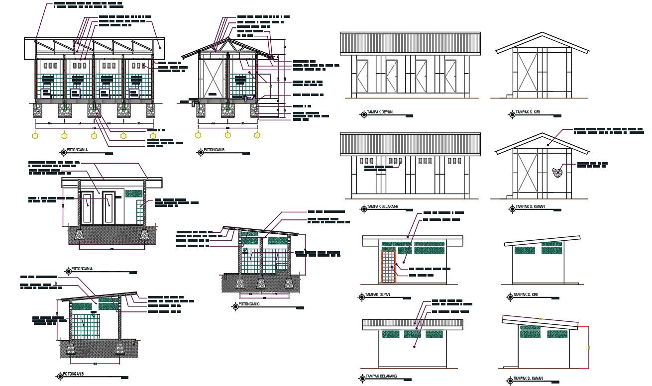 Public Toilet Building Sectional Elevation Design
