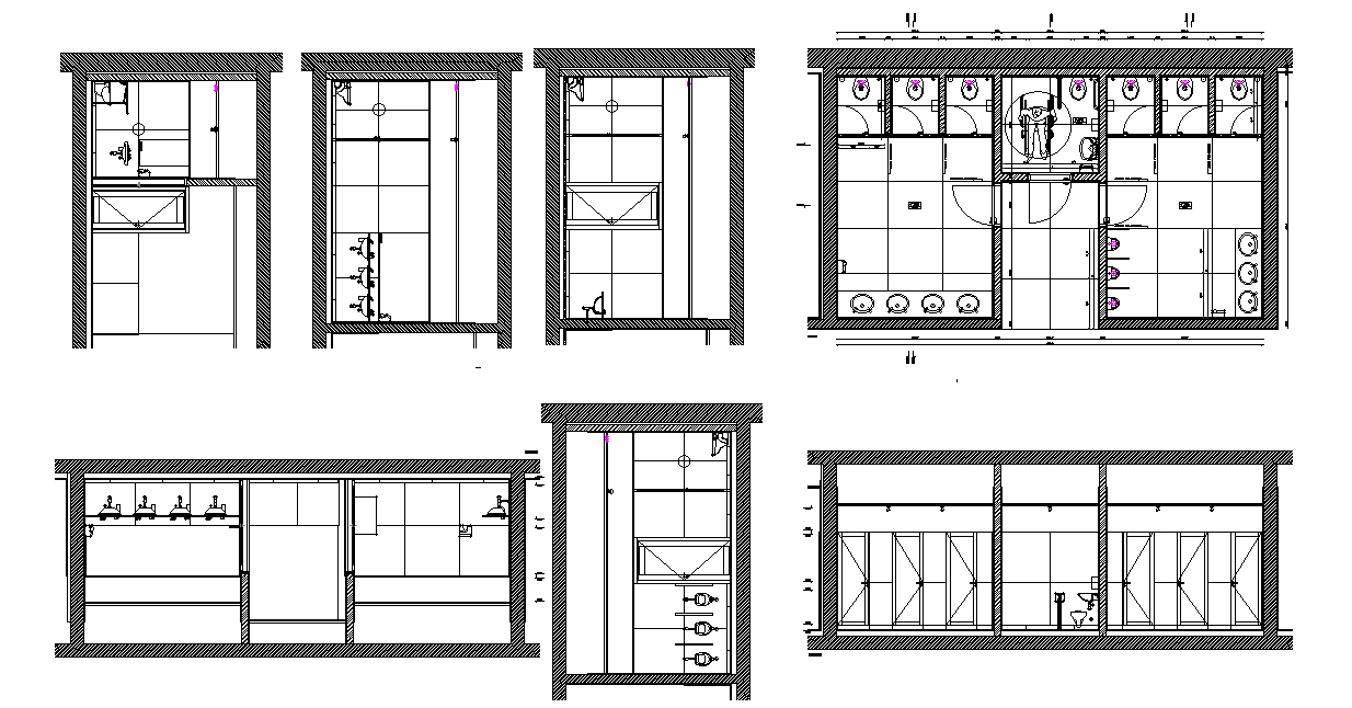 Public Toilet Plan DWG CAD File with Layout and Sanitary Fixtures