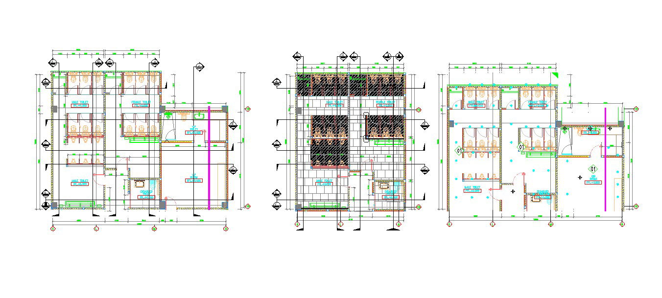Public Toilet and Ceiling Plan Cad DWG Detail | Plan n Design