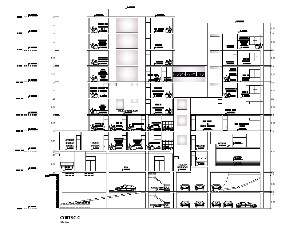 Public building section cad drawing is given in this cad file. Download this 2d auto cad file.
