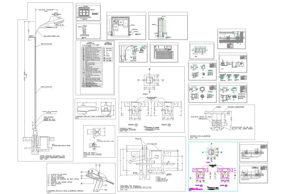 Publiclighting detail and drawing in autocad dwg files