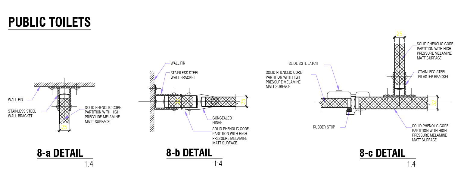 Public toilet structure details in AutoCAD 2D drawing, dwg file, CAD file