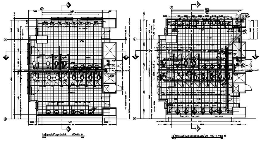 Public toilet typical floor plan, tile marking, and section details are given in this AutoCAD DWG drawing.Download the AutoCAD 2D DWG file.