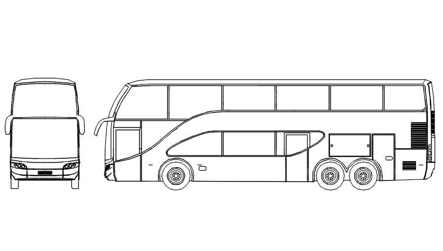 Public transport bus block in AutoCAD, dwg file.