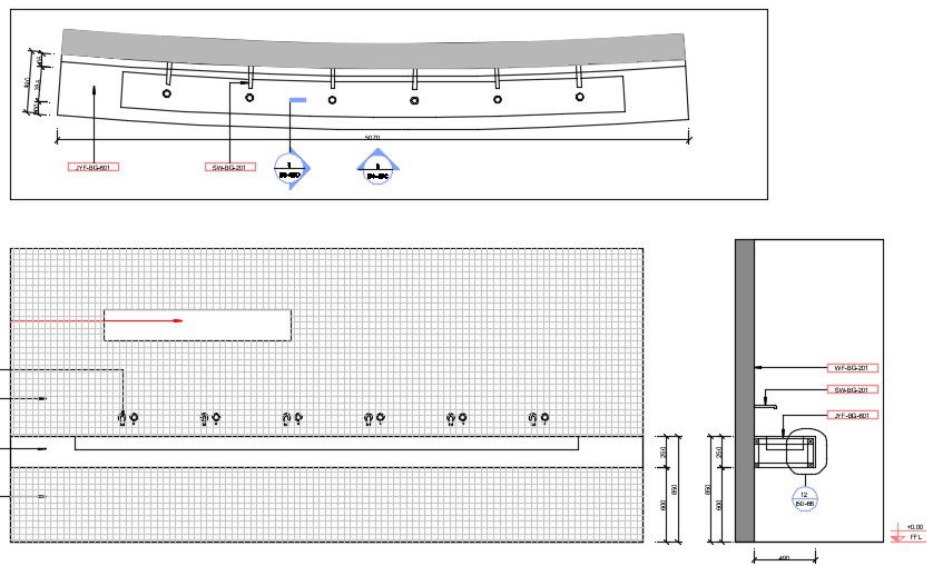 Public washroom detail provided in this AutoCAD drawing file. Download this 2d Autocad drawing file.