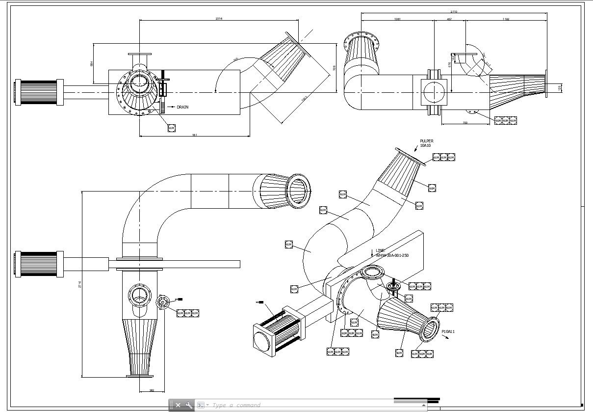 Pulper Pump Suction Line Detail AutoCAD Dwg File