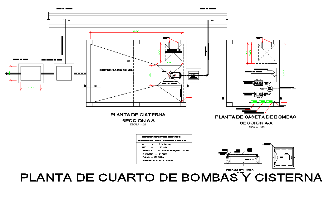 Pump and cistern plant detail dwg file