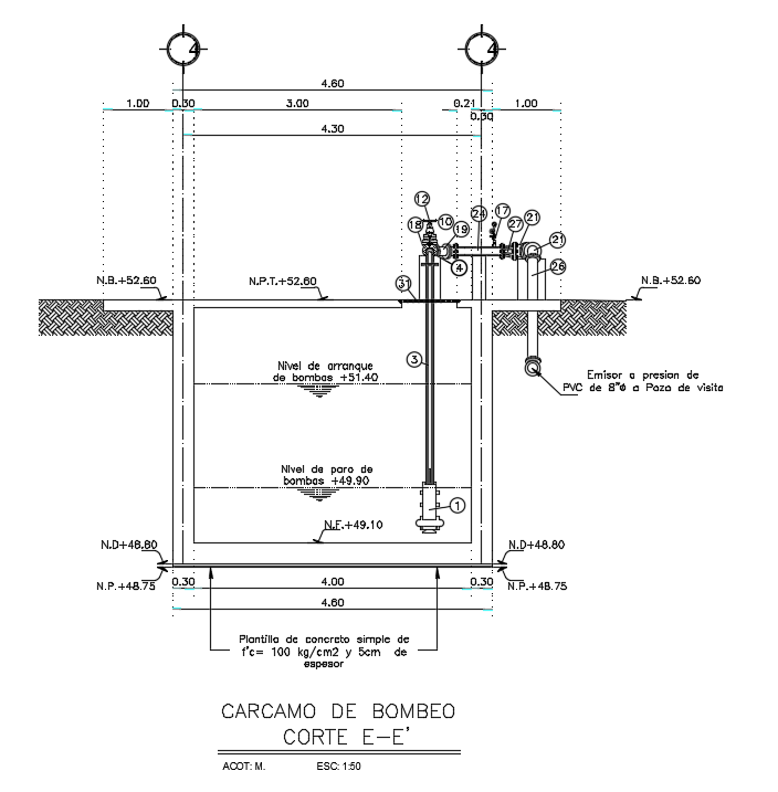 Pump Carcamo Plumbing CAD Drawing Download DWG File