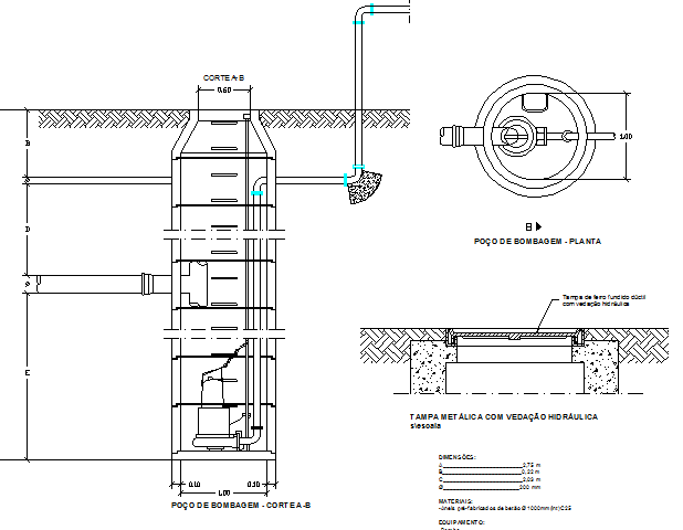 Pumping well architecture details dwg file