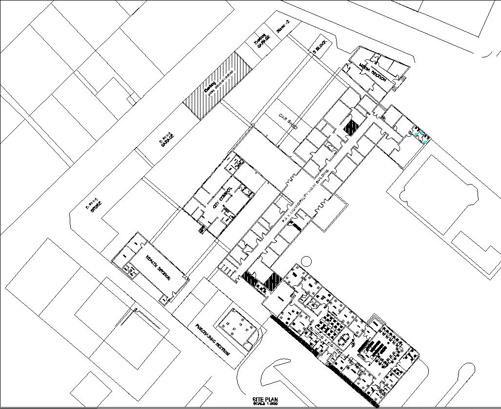 R A K MUNICIPALITY MAIN BUILDING Site plan details in AutoCAD, dwg file.