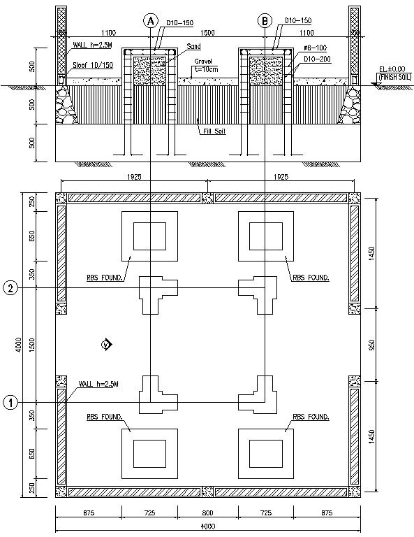 RBS foundation column details in AutoCAD, dwg file.