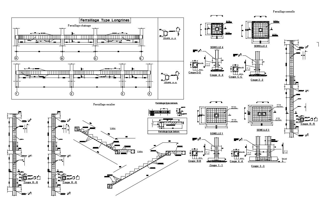 RCC Beam And Column CAD Drawing