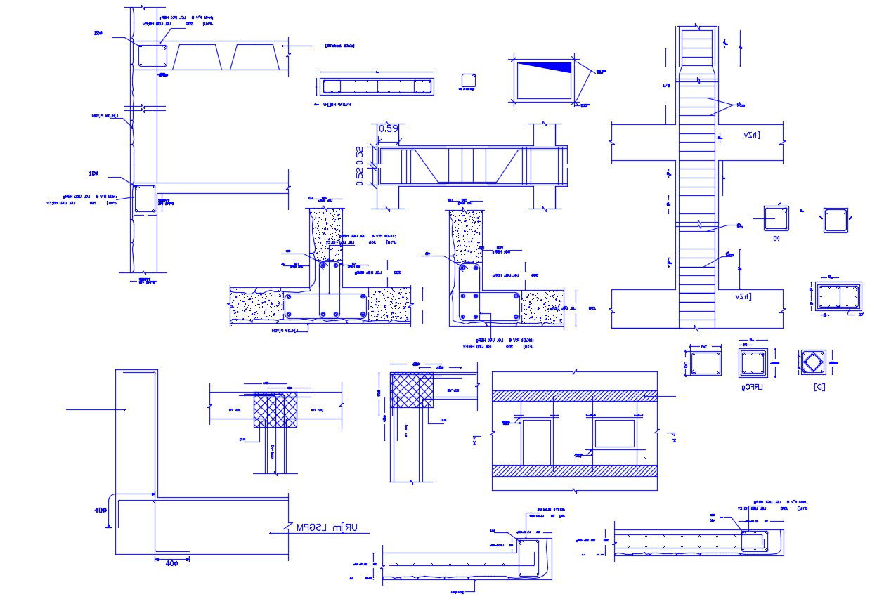 RCC Column And Beam Section Drawing DWG File