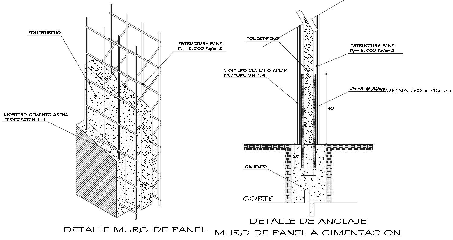 RCC Column Footing CAD Drawing