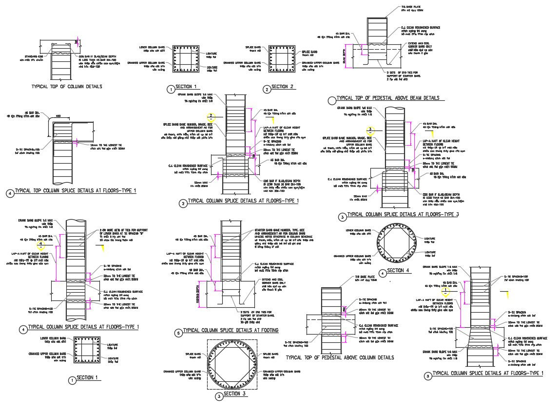 RCC Column Footing Design CAD structural block file