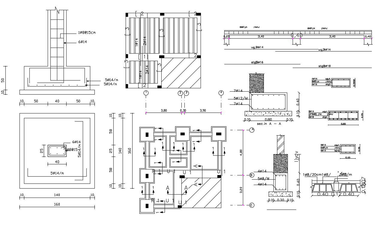 RCC Column Foundation Drawing Free DWG File