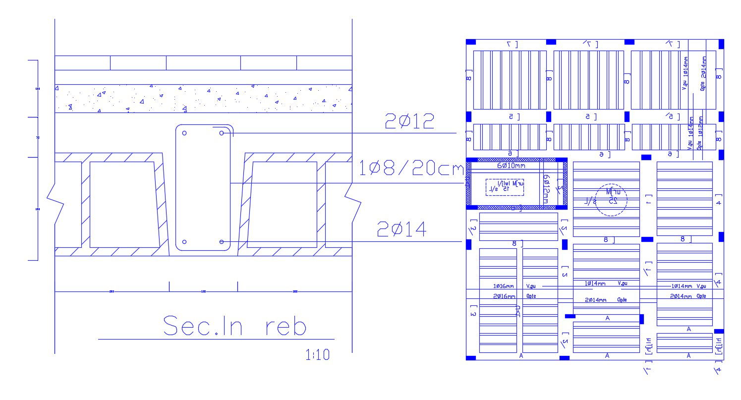 RCC Column Layout Plan With Slab Section CAD Drawing