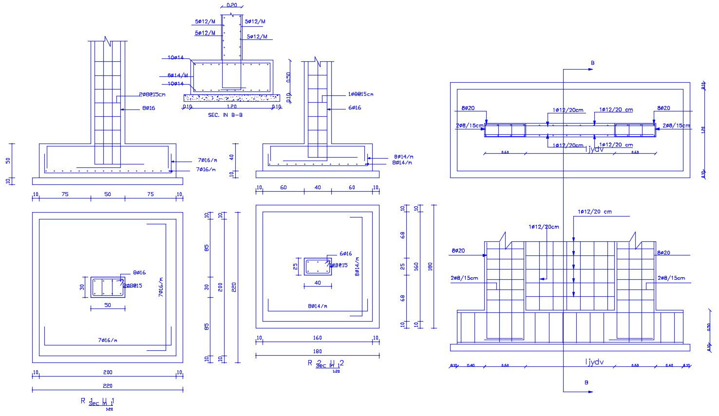 RCC Foundation And Column Section Drawing DWG File