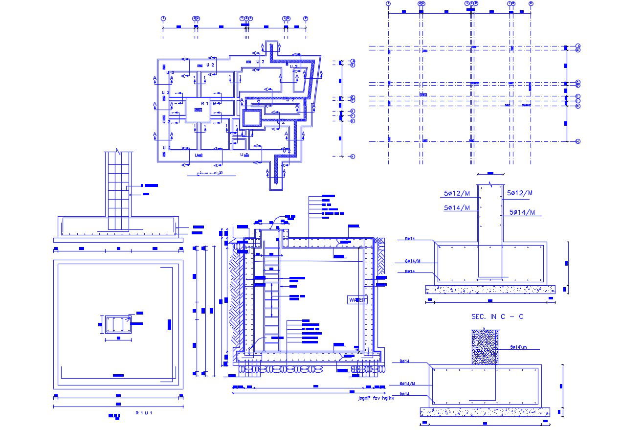 RCC Foundation and Column Section Drawing AutoCAD DWG File Download