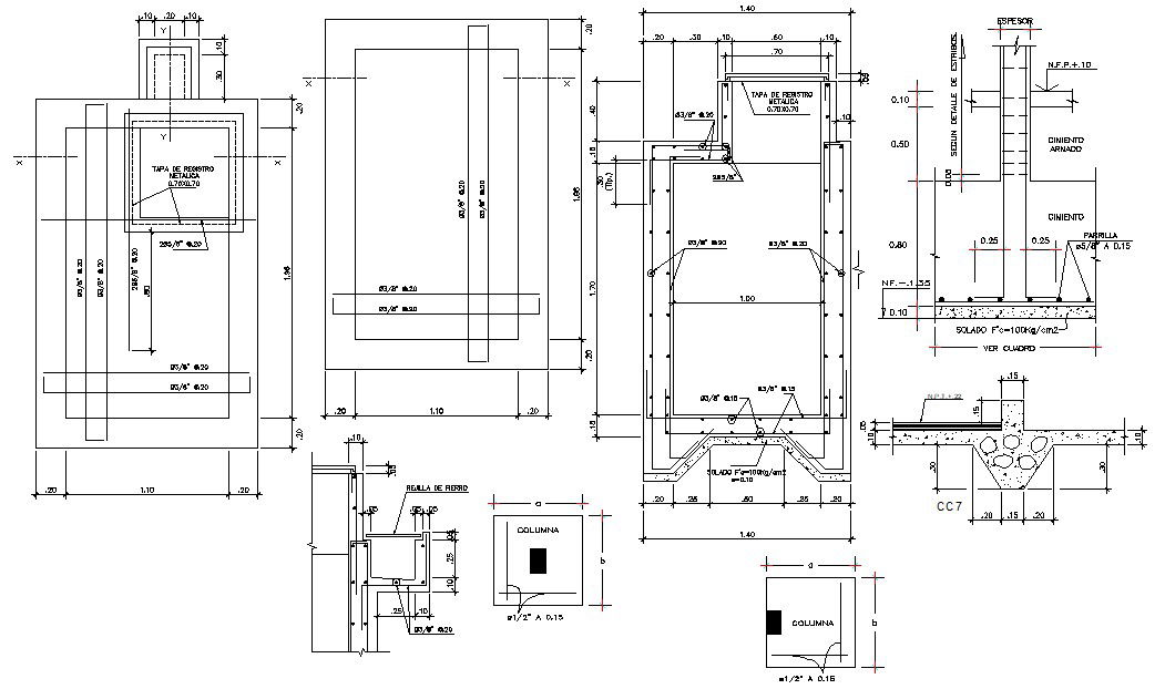 RCC Foundation Structure Design 2d AutoCAD drawing