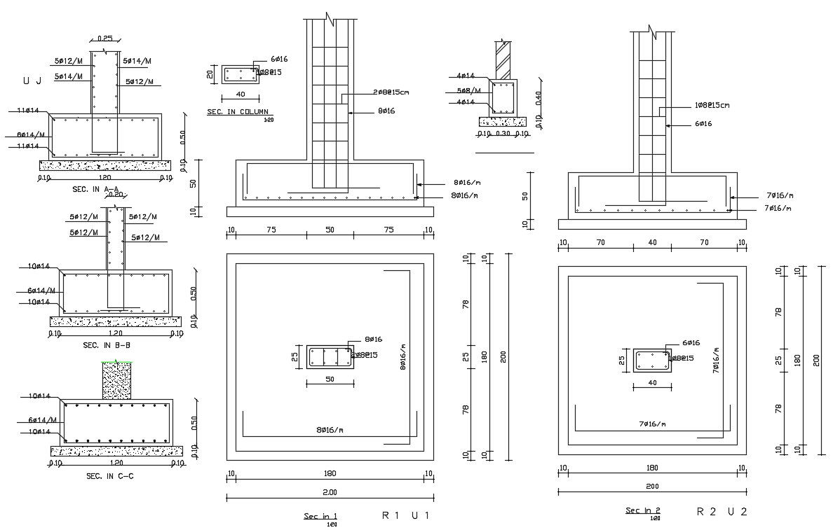 RCC Foundation With Column Section Drawing Free DWG File