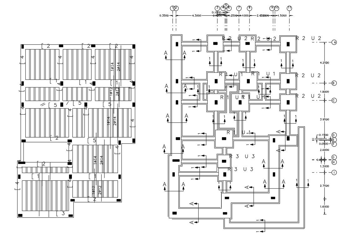 RCC Slab And Column Foundation Structure Drawing