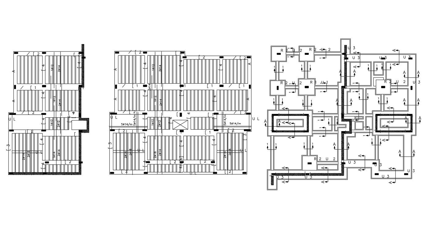RCC Slab Curtailment Bars And Foundation CAD Drawing