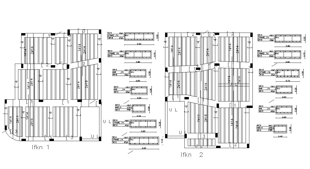 RCC Slab Curtailment Bars Design 2d CAD Drawing