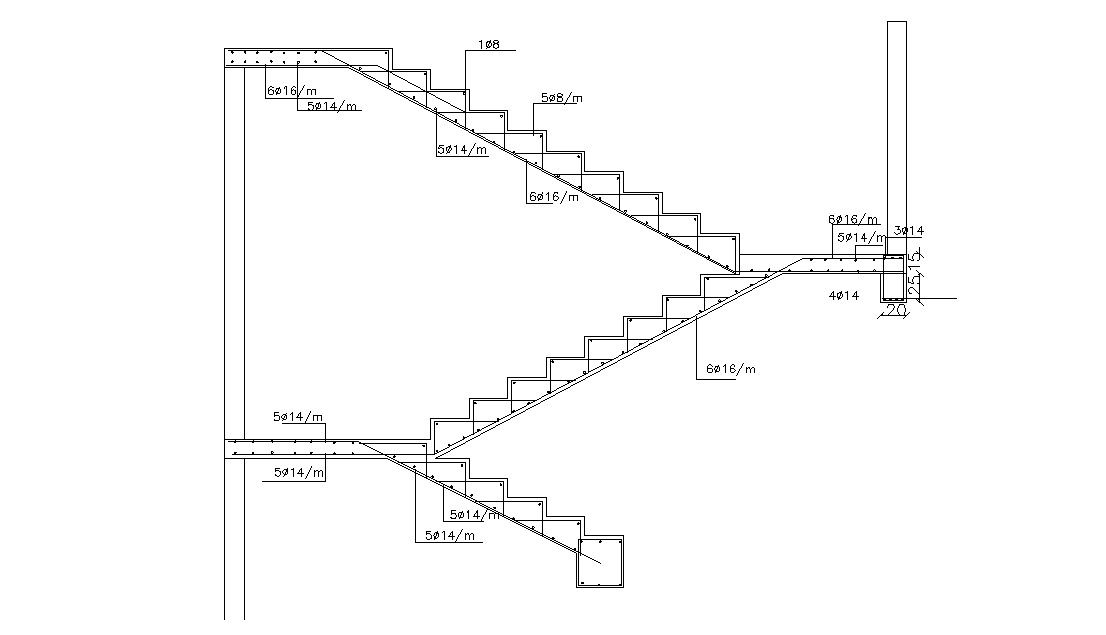 RCC Staircase Steel Structure Design 2d Drawing