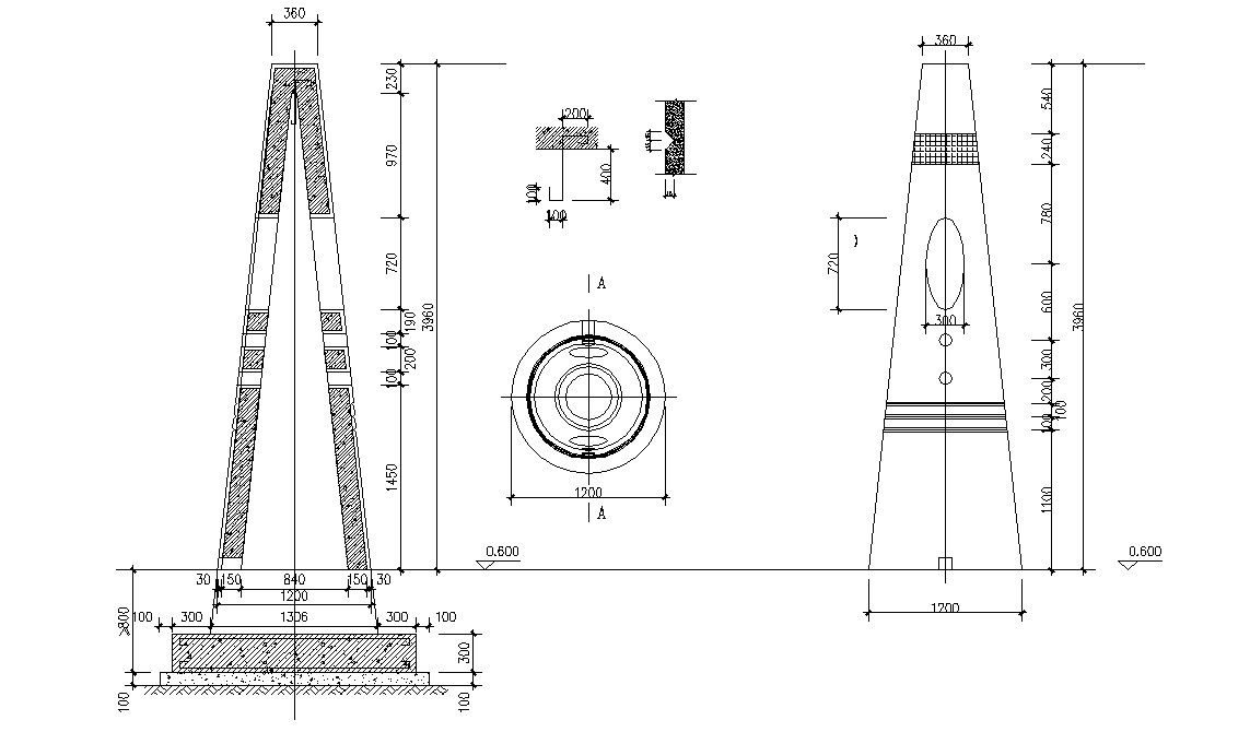 RCC Tower Stand Design CAD Drawing