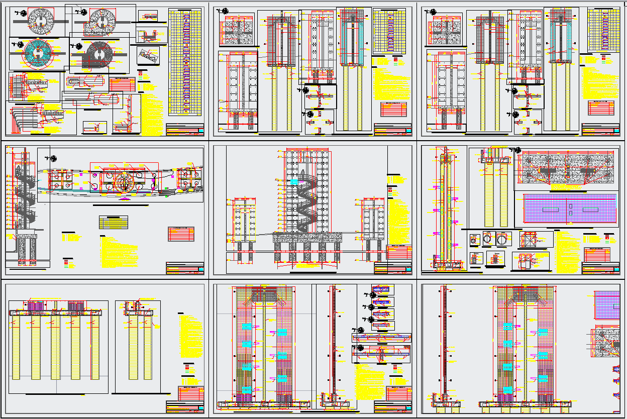 RCC spiral stair detail in autocad dwg files