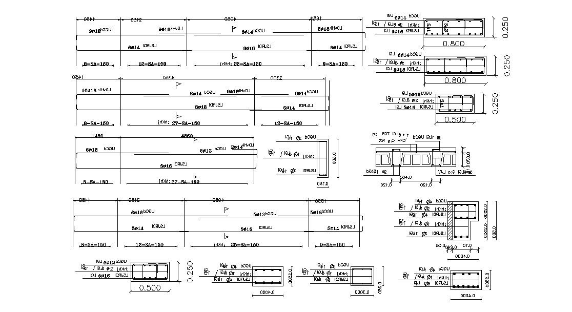 RCC Beam CAD Blocks Free Download DWG File