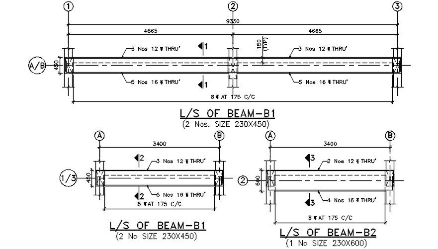 RCC Beam Section AutoCAD Drawing Download DWG File