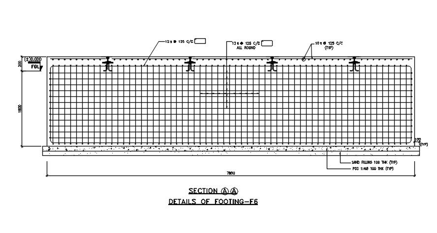 RCC Bottom Footing Pad Drawing AutoCAD DWG File