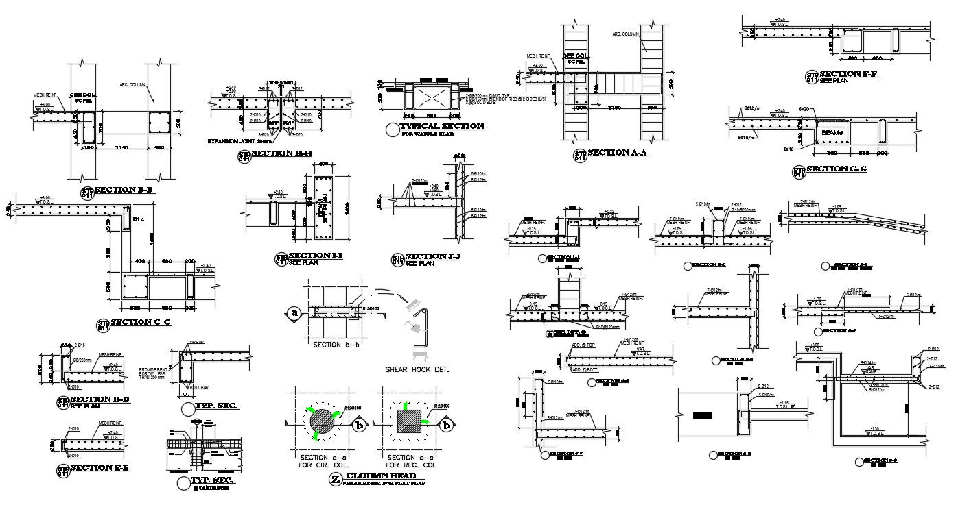 RCC Column Foundation Section And Top View CAD Drawing Download DWG File