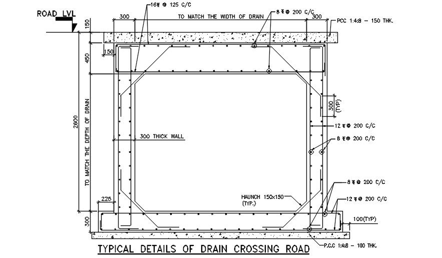 RCC Drain Box Section CAD Drawing DWG File